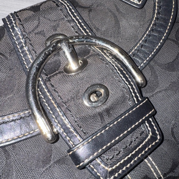 Coach 10296 Small Soho Black Signature C Canvas Shoulder Bag Y2K Vintage Authen - Picture 3 of 16